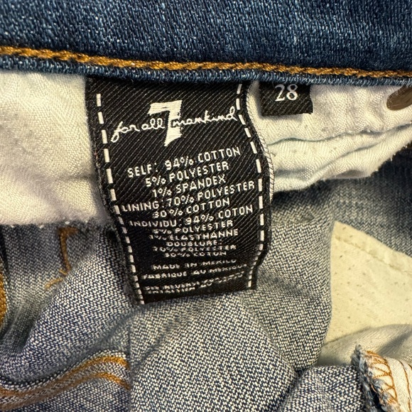 7 FOR ALL MANKIND Medium Wash Distressed Cuffed Relax Fit Denim Shorts - Picture 4 of 4